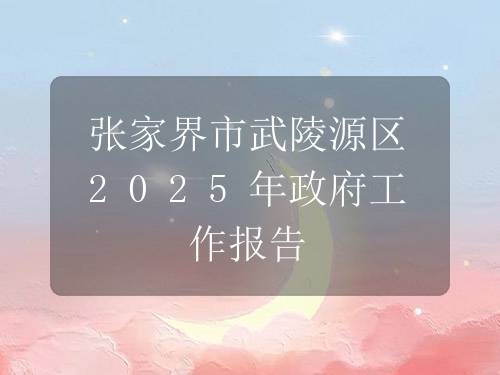 张家界市武陵源区2025年政府工作报告